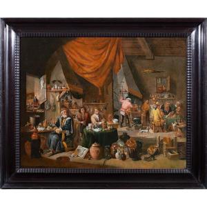 Alchimiste dans son cabinet de travail. Par Gérard Thomas (1663–1720)