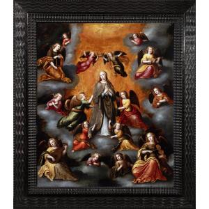 Musician Angels Surrounding The Coronation Of The Virgin. Louis De Caullery (c. 1580–1621)