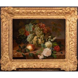 Still Life With Fruit And Flowers. France Or Flanders, Early 19th Century