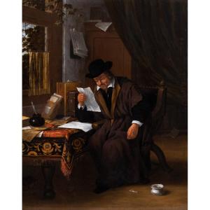 A Man Reading A Letter In His Study. Adriaen Van Ostade (1610–1685)