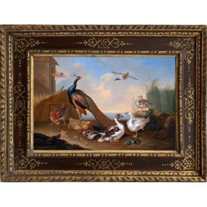 Oiseaux dans un paysage lacustre. Jakab Bogdány (1660–1724) & atelier