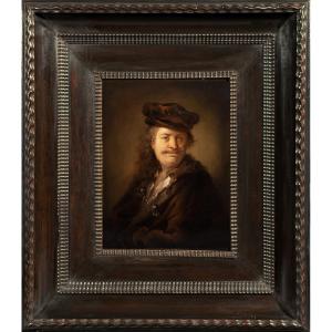 Portrait d’homme au béret rouge. École de Rembrandt, XVIIᵉ siècle.