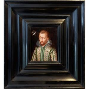 École de Frans Pourbus dit le Jeune (1569-1622) Portrait d’homme au pourpoint blanc & vert