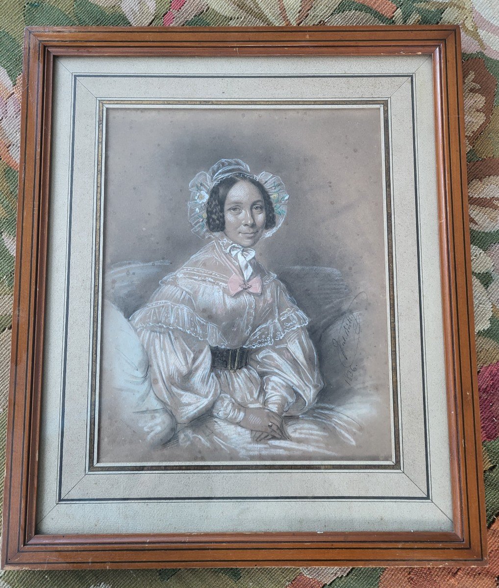 J.BOILLY Portrait De Madame  De H... Dessin  Rehaussé  Sg J BOILLY  Daté 1836
