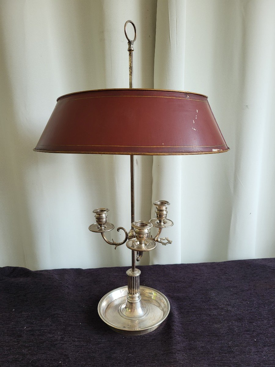 Large Silver Bronze Bouillotte Lamp Louis XVI Eighteenth Time