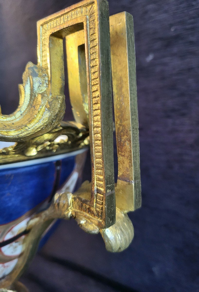 Large Imari Porcelain Cup Mounted Gilt Bronze 19th Century Tbe-photo-4