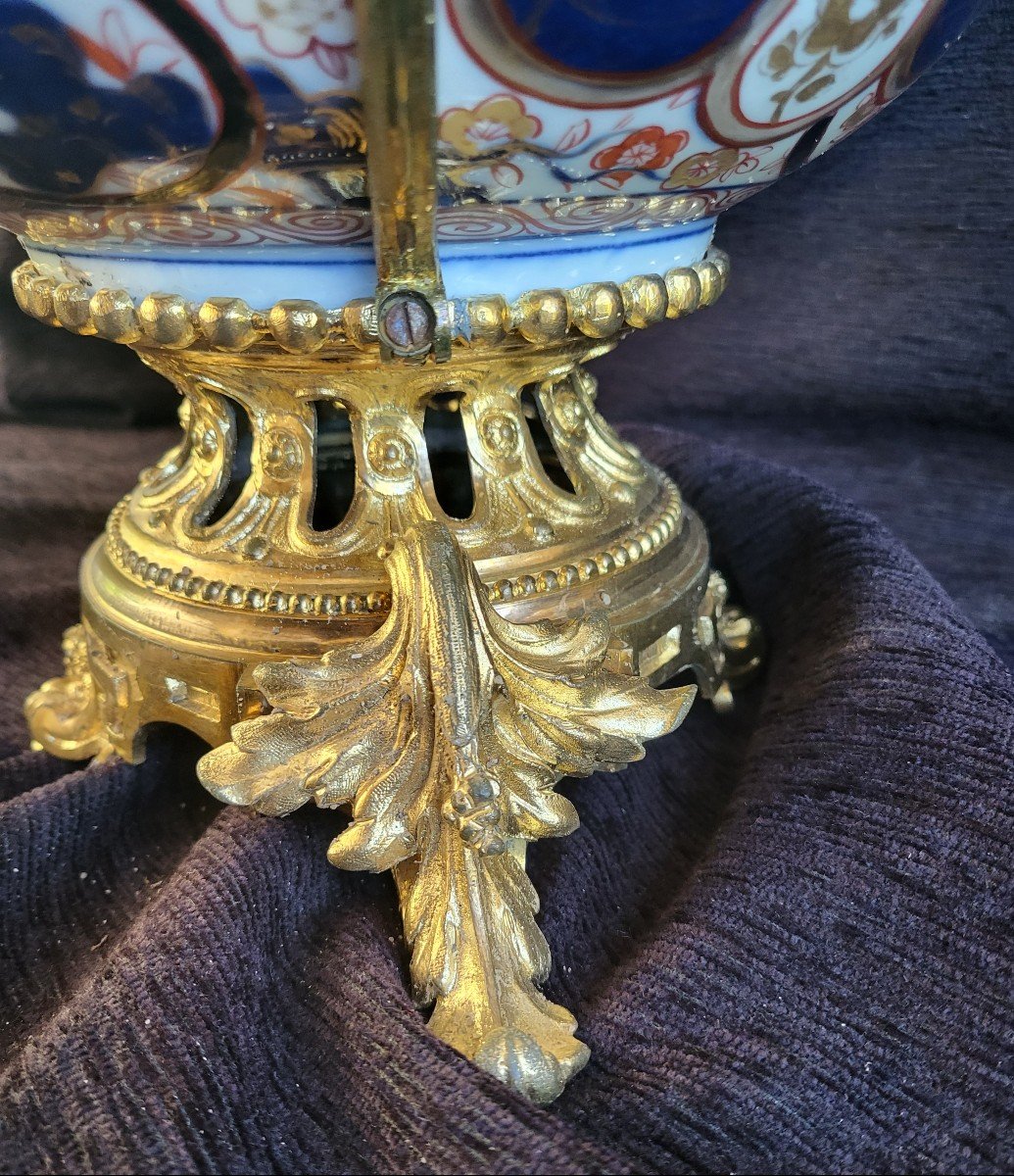 Large Imari Porcelain Cup Mounted Gilt Bronze 19th Century Tbe-photo-6