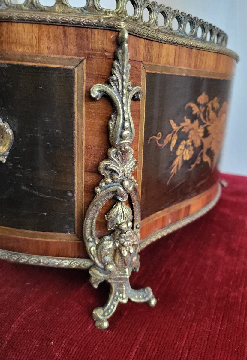 Marquetry And Gilded Bronzes Planter Napoleon III Period 19th-photo-2