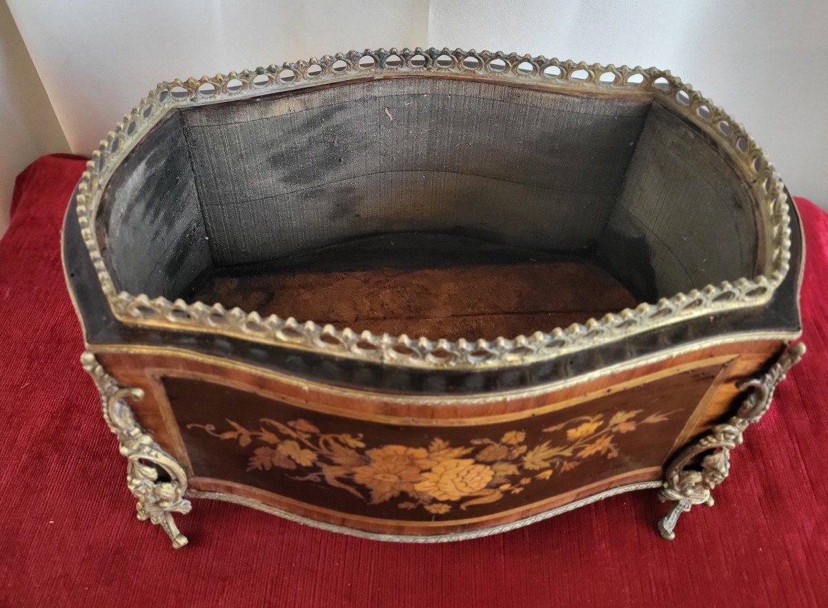 Marquetry And Gilded Bronzes Planter Napoleon III Period 19th-photo-3