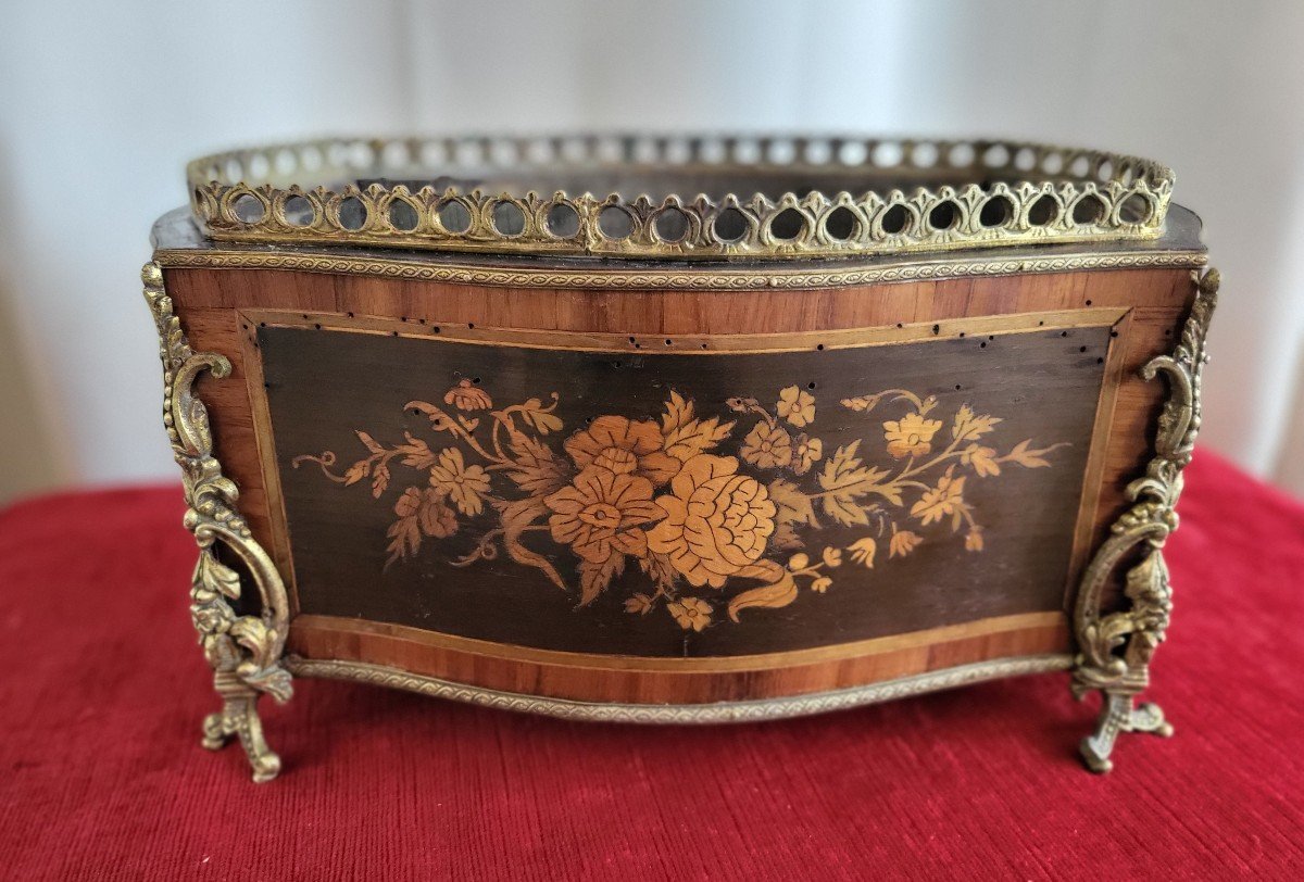 Marquetry And Gilded Bronzes Planter Napoleon III Period 19th-photo-6