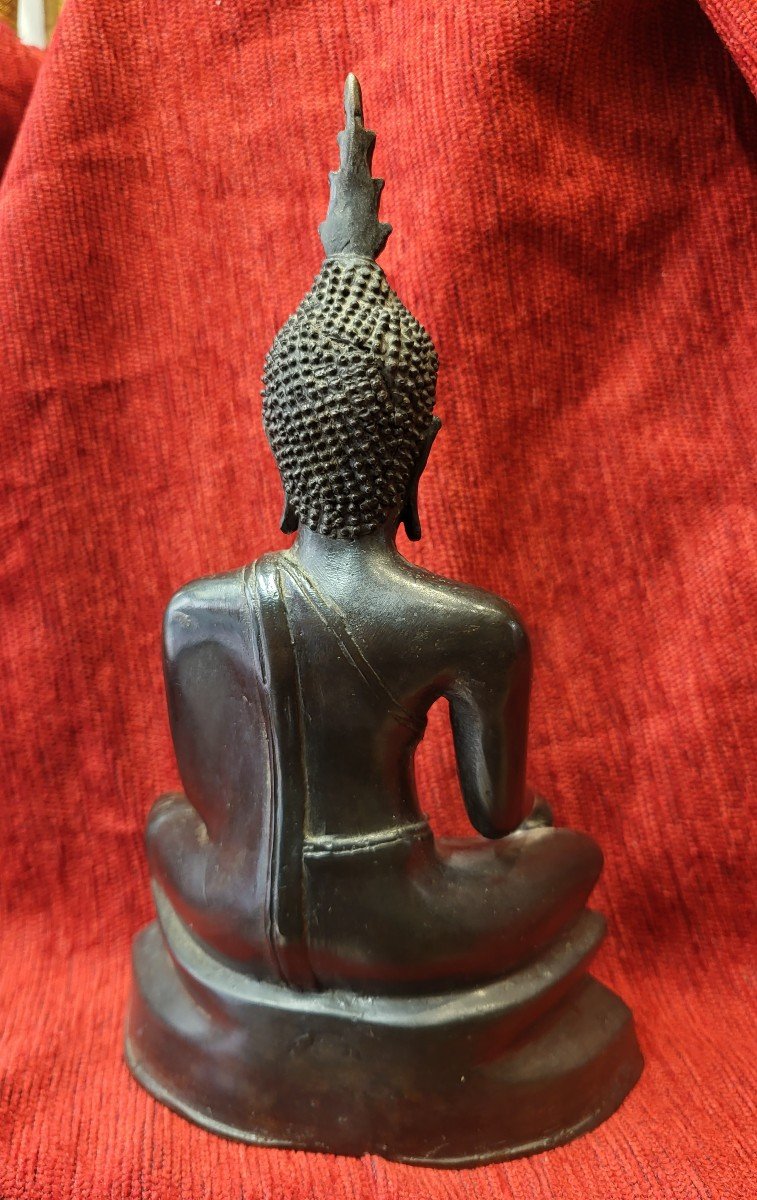 Patinated Bronze Buddha Siam 19th Century H 23.5cm-photo-3
