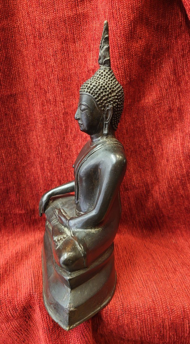 Patinated Bronze Buddha Siam 19th Century H 23.5cm-photo-1