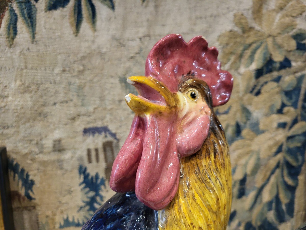 Grand Coq Faïence  émaillée  Signe Jérôme Massier Vallauris-photo-2