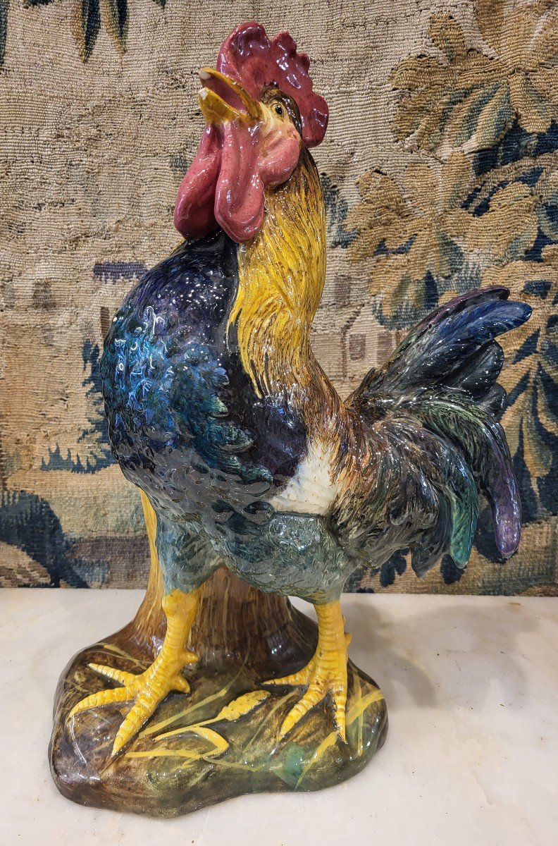 Grand Coq Faïence  émaillée  Signe Jérôme Massier Vallauris