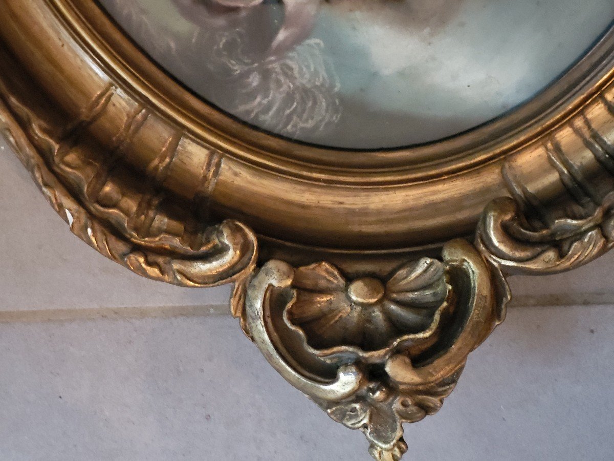 Pastel Young Elegant Manchon 19th Century Frame-photo-2