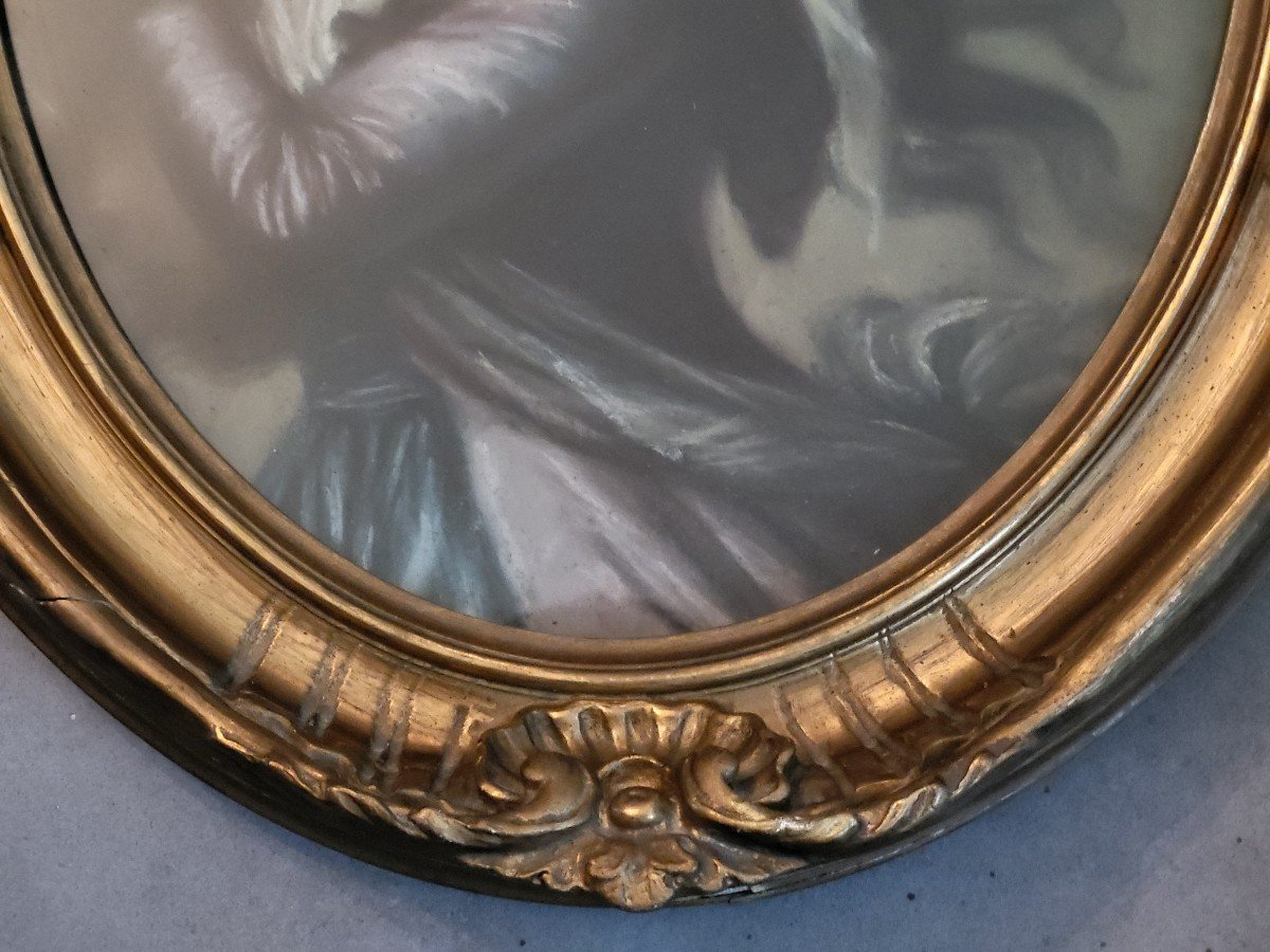 Pastel Young Elegant Manchon 19th Century Frame-photo-6