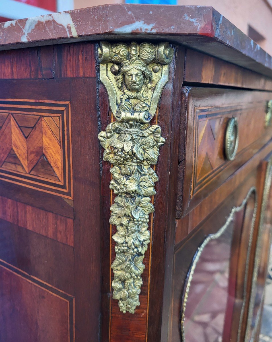 Louis XVI Marquetry Library Showcase Early 19th Century-photo-2