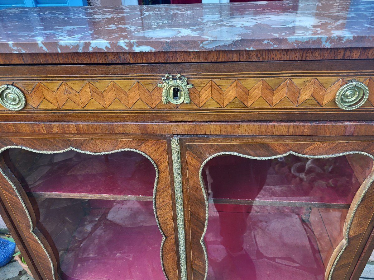 Louis XVI Marquetry Library Showcase Early 19th Century-photo-2
