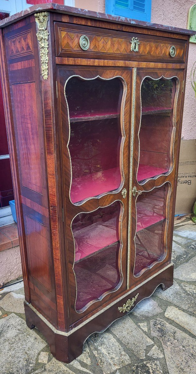 Vitrine  Bibliothèque  Marqueterie Louis XVI  époque Début XIXe Siècle 