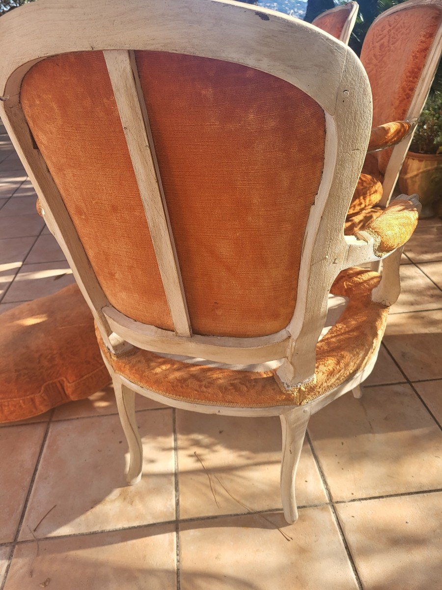 Suite Of Four Louis XV XVIII Period Cushion Armchairs-photo-3