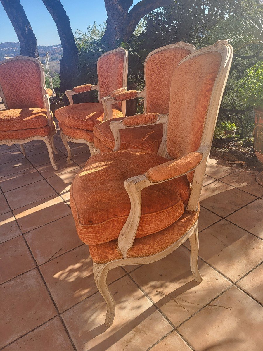 Suite Of Four Louis XV XVIII Period Cushion Armchairs-photo-7
