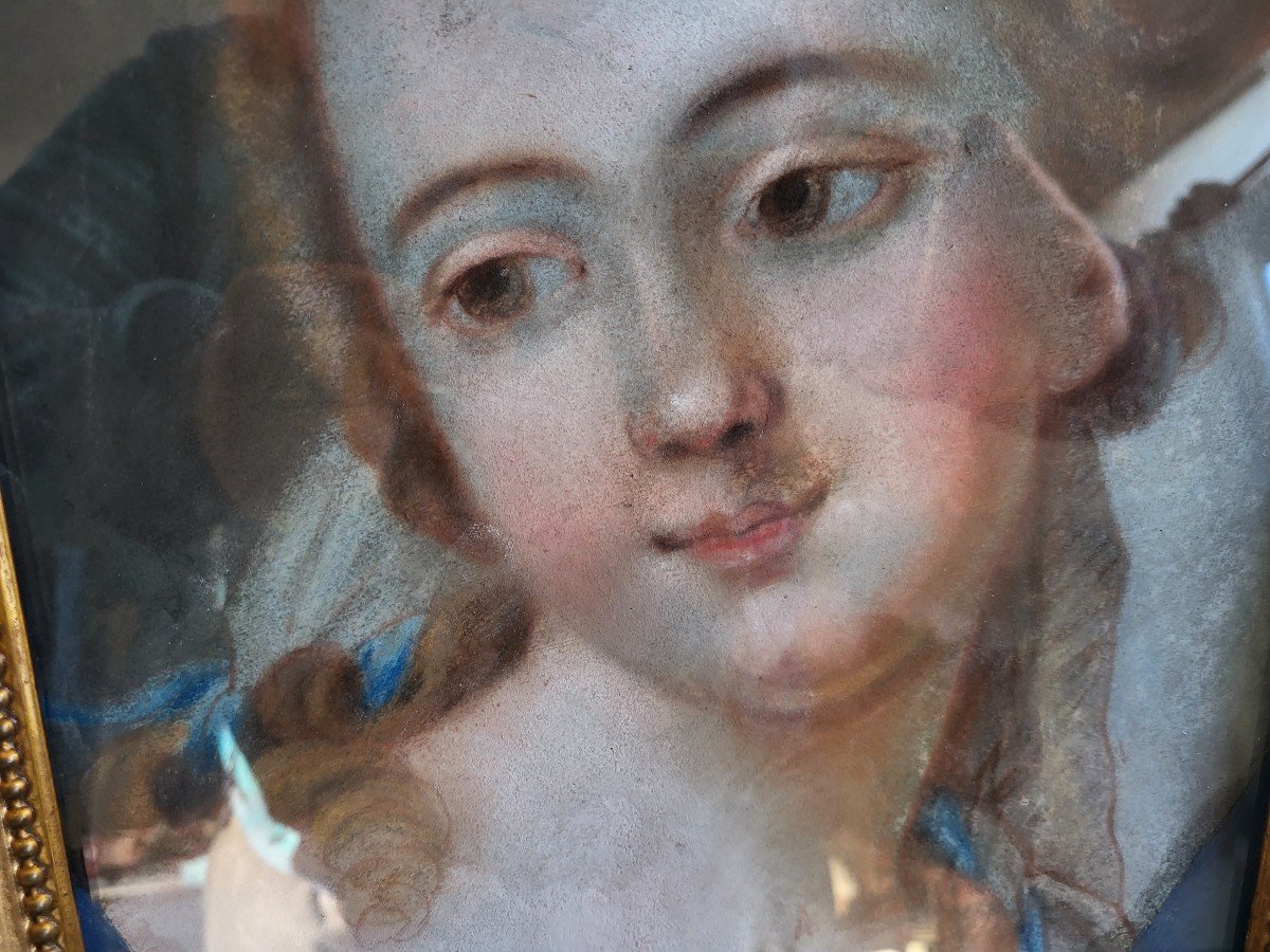 Pastel Young Elegant Louis XV XVIII Period-photo-3