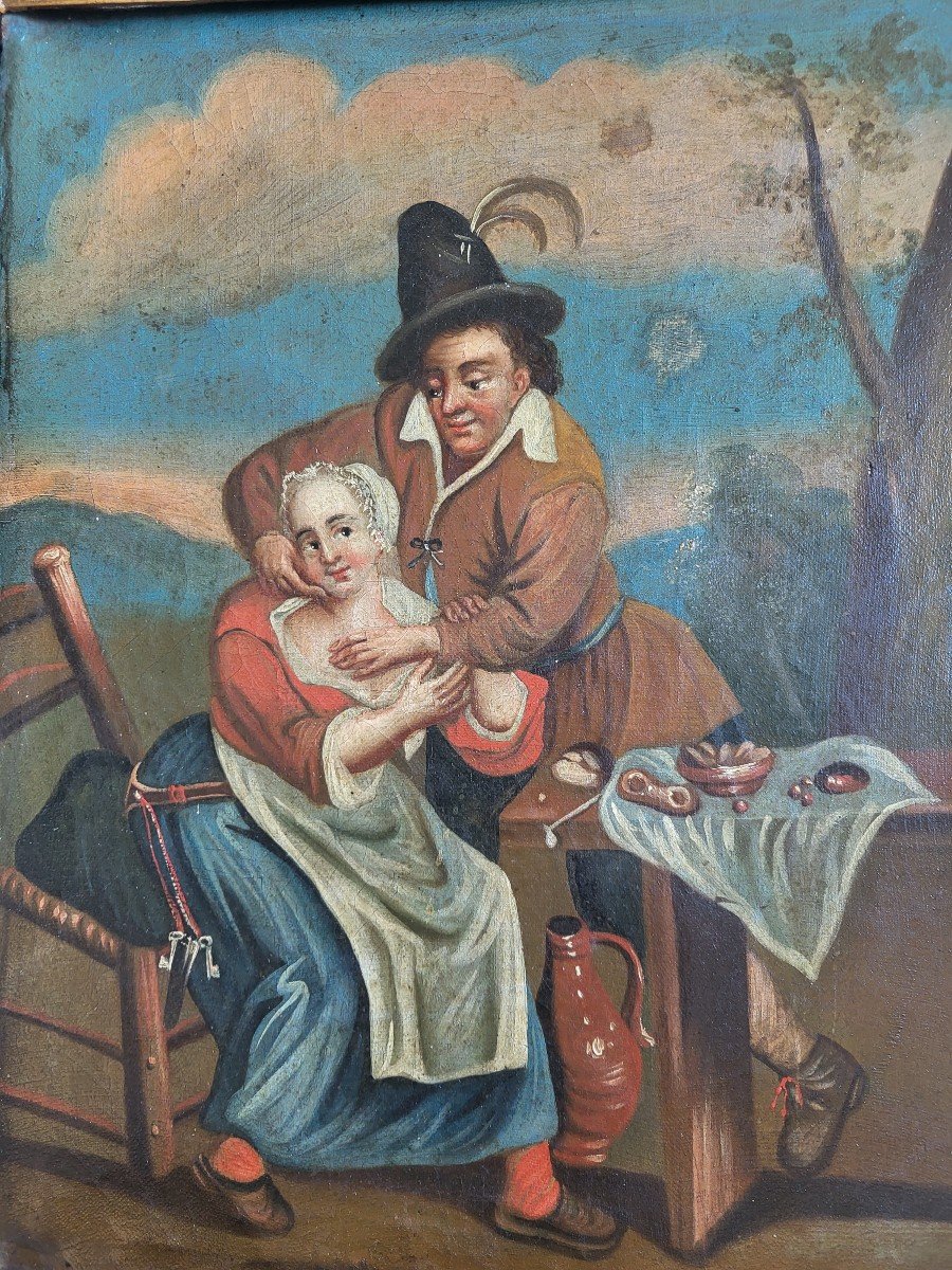 Northern School "naughty Scene" H/t Early 18th Century-photo-2