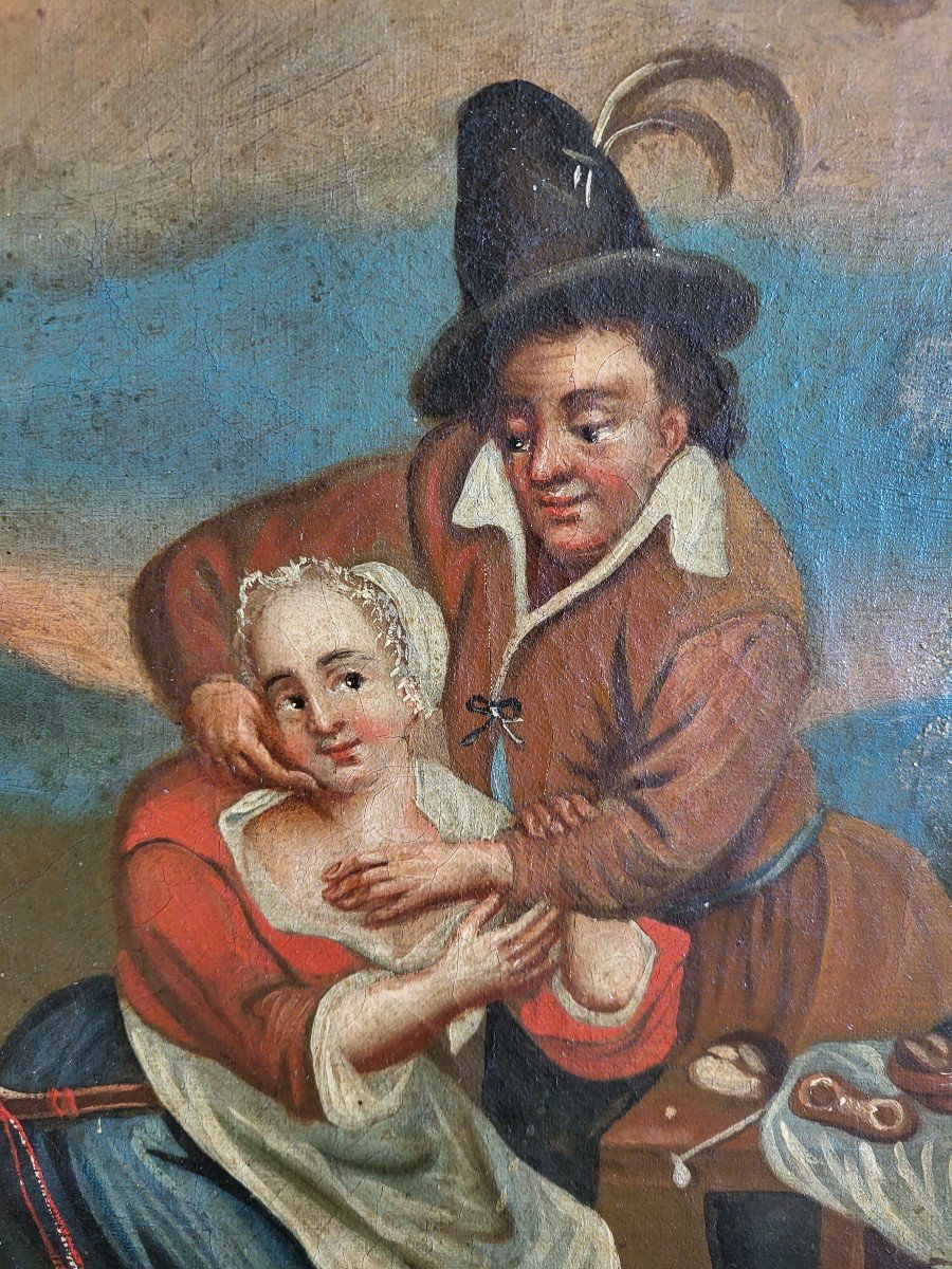 Northern School "naughty Scene" H/t Early 18th Century-photo-3