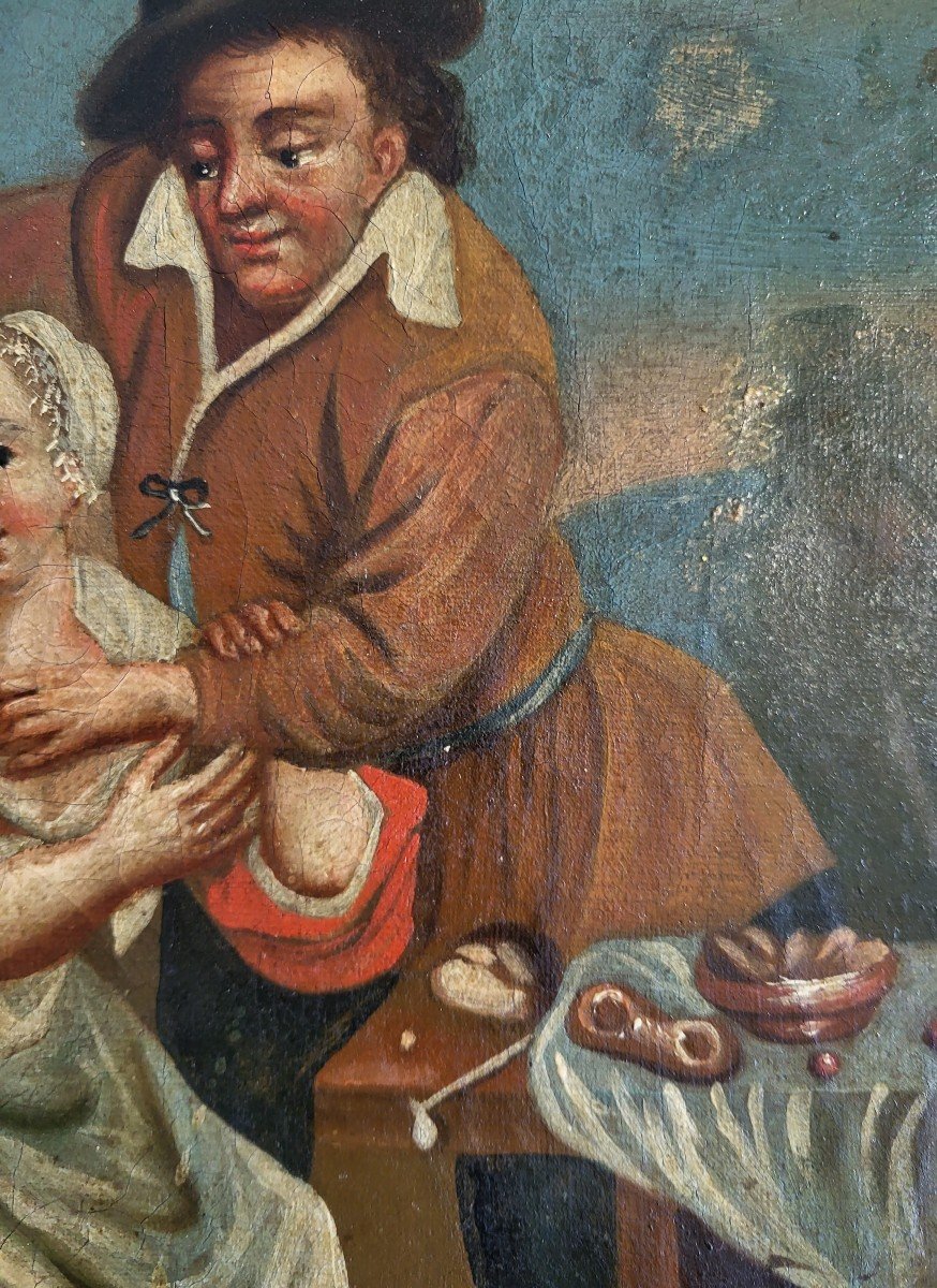 Northern School "naughty Scene" H/t Early 18th Century-photo-4