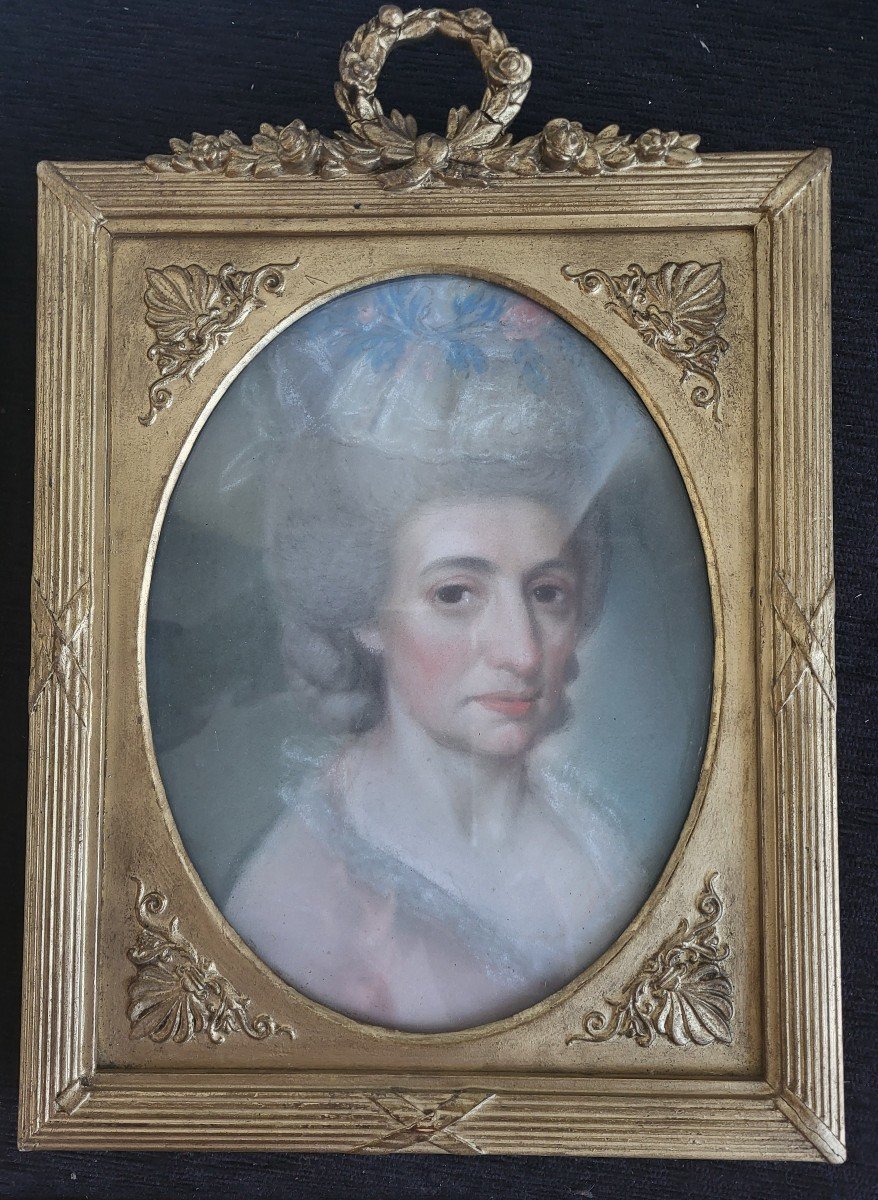 Paire De Portraits époque XVIII E Pastels  Cadres-photo-2