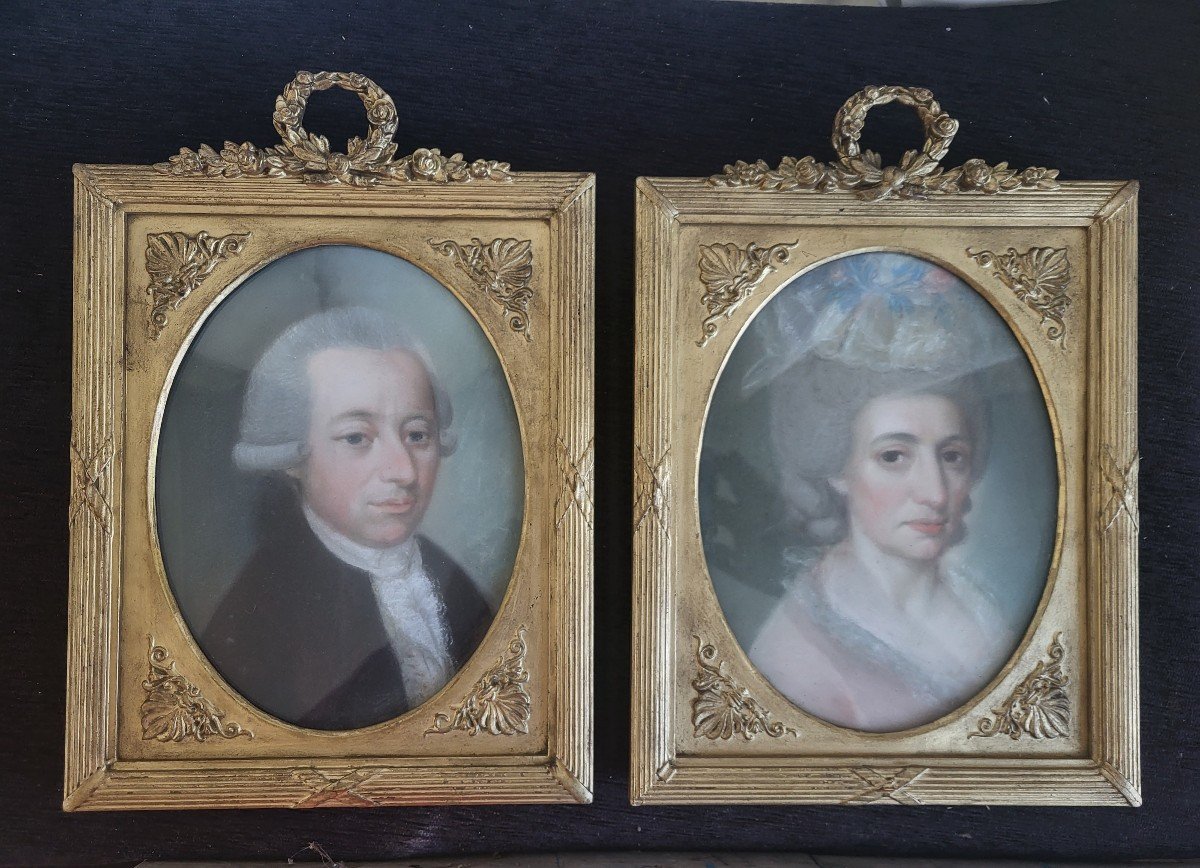 Pair Of Portraits 18th Century Pastels Frames-photo-7