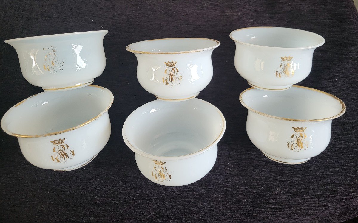 Suite de six sorbets Cristal  Couronne De Baron époque  Charles X Début XIXe 