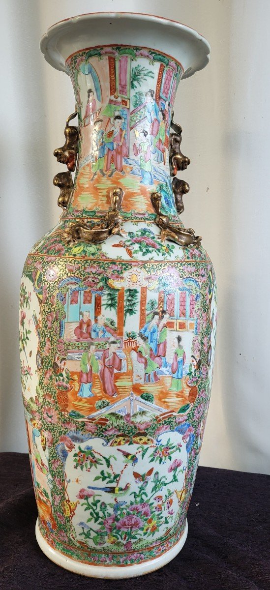 Large Canton Vase 19th Century H 62cm-photo-3