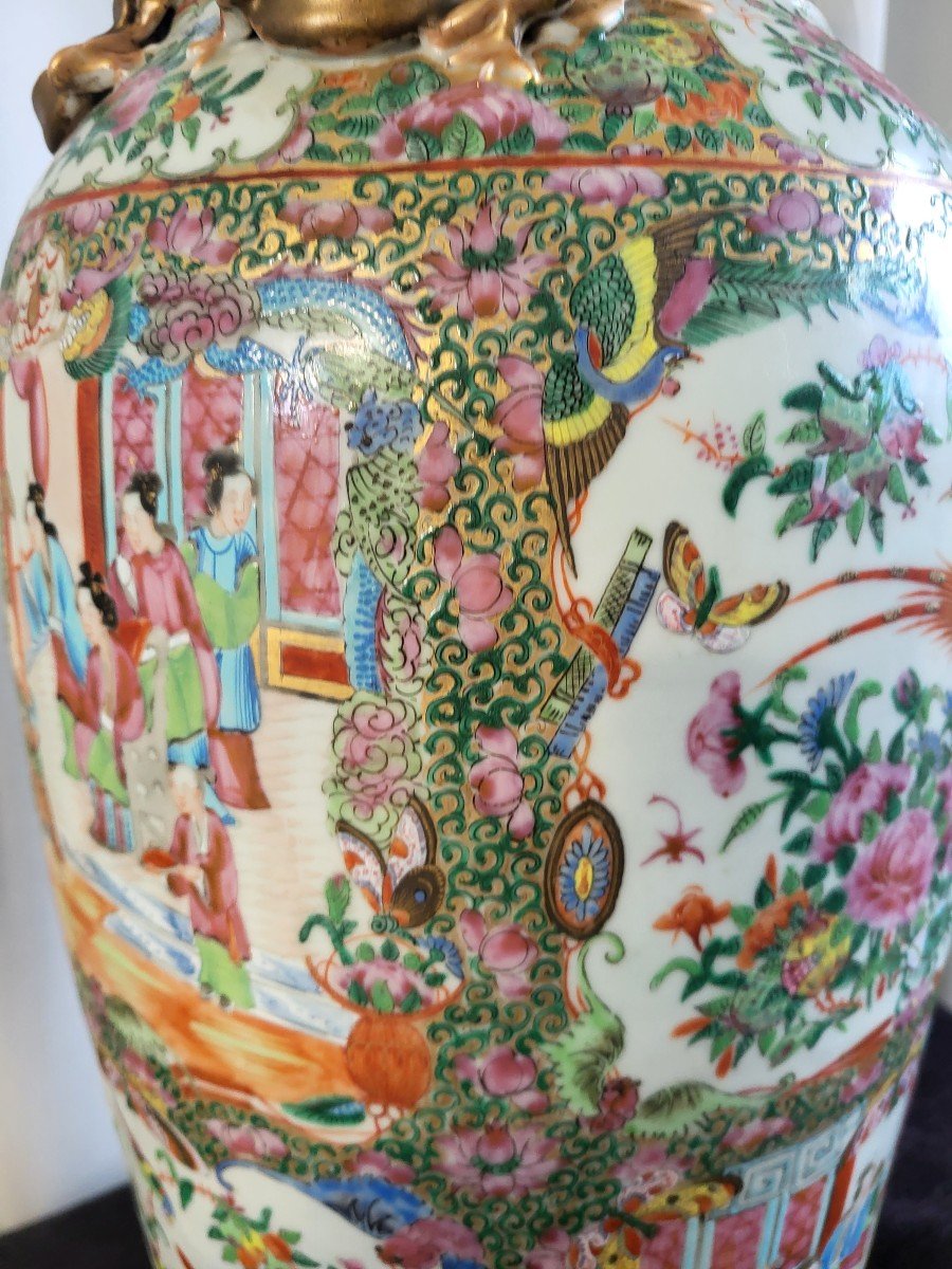 Large Canton Vase 19th Century H 62cm-photo-3