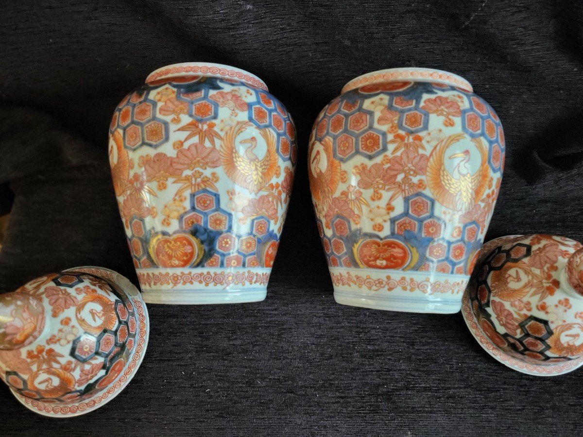 Pair Of Imari Porcelain Potiches Japan 19th Century Height E4-photo-4