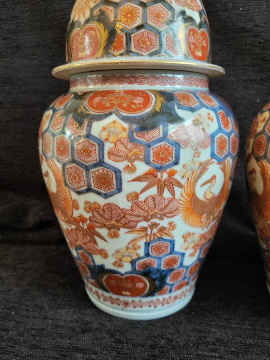 Pair Of Imari Porcelain Potiches Japan 19th Century Height E4-photo-2