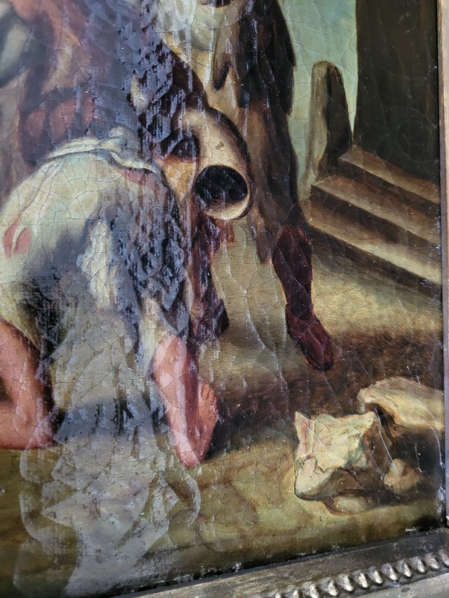 Huile S/t" Les Petites Chanteurs De Rue"ec Italienne Du XVIII E Siècle -photo-7