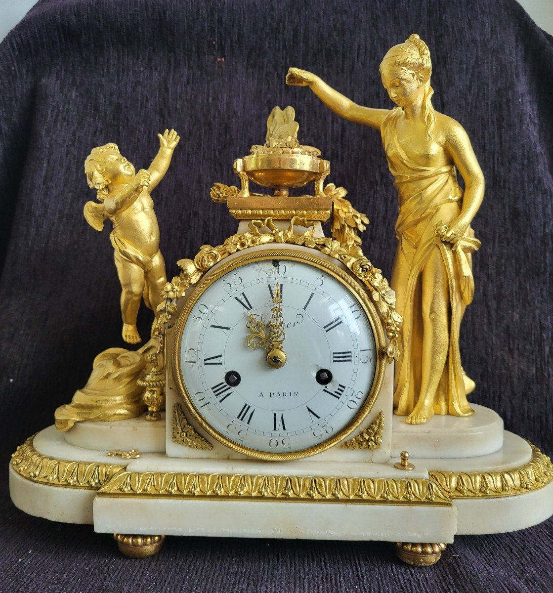Pendule Venus et l'Amour  Bronze Doré Signee Meyer à Paris époque Louis XVI  XVIII E -photo-2