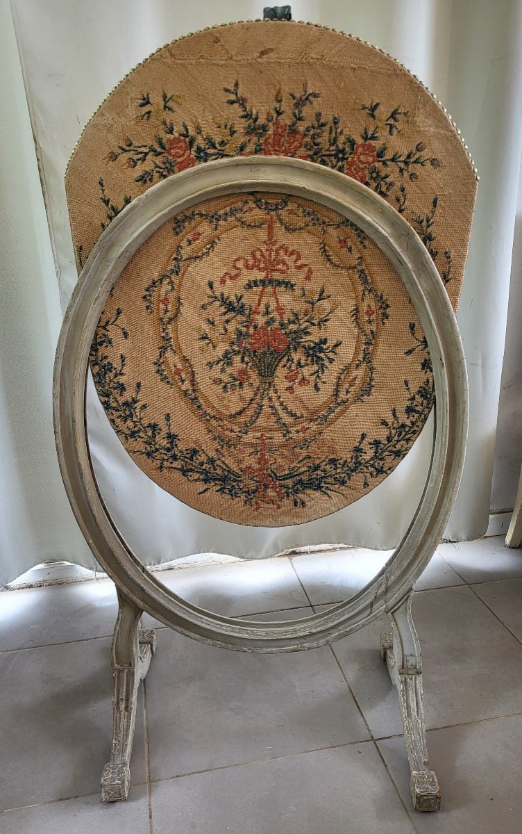 Ecran De Feu Bois Laqué  époque Louis XVI XVIII E Siècle -photo-2