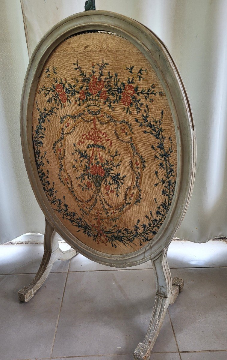 Ecran De Feu Bois Laqué  époque Louis XVI XVIII E Siècle -photo-4