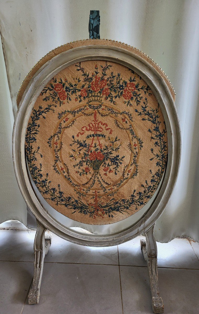 Ecran De Feu Bois Laqué  époque Louis XVI XVIII E Siècle -photo-6