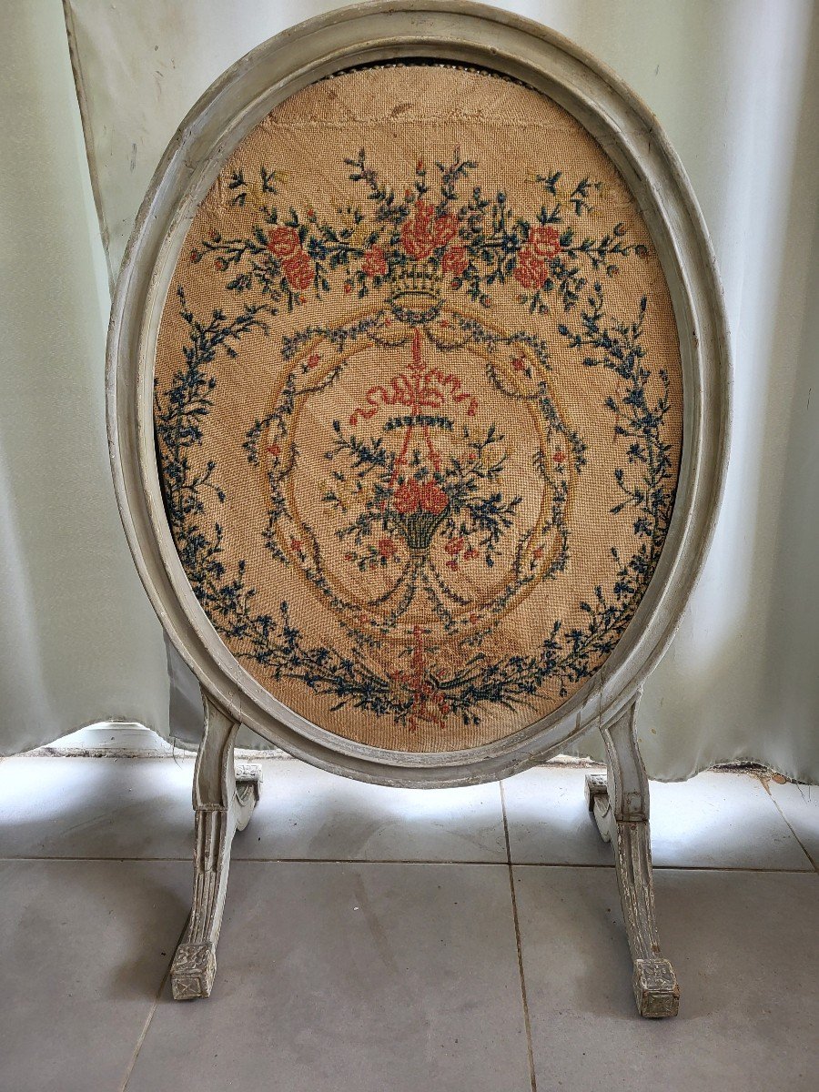 Ecran De Feu Bois Laqué  époque Louis XVI XVIII E Siècle -photo-7