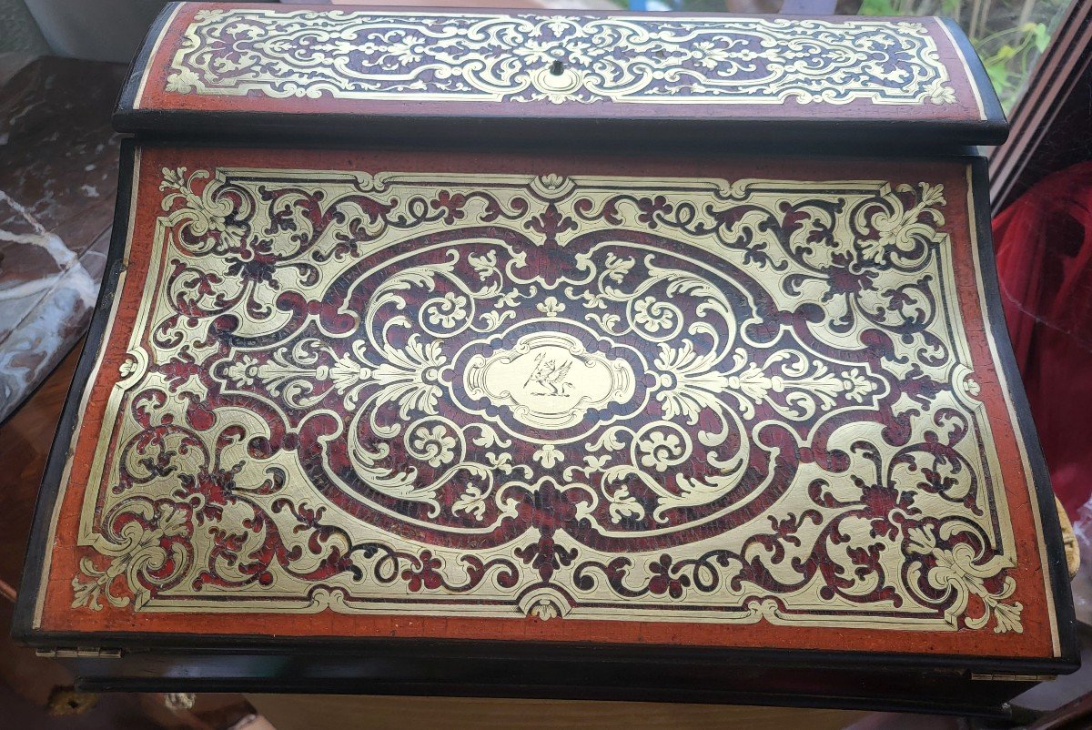Boulle Marquetry Writing Case Napoleon III Period 19th Century -photo-2