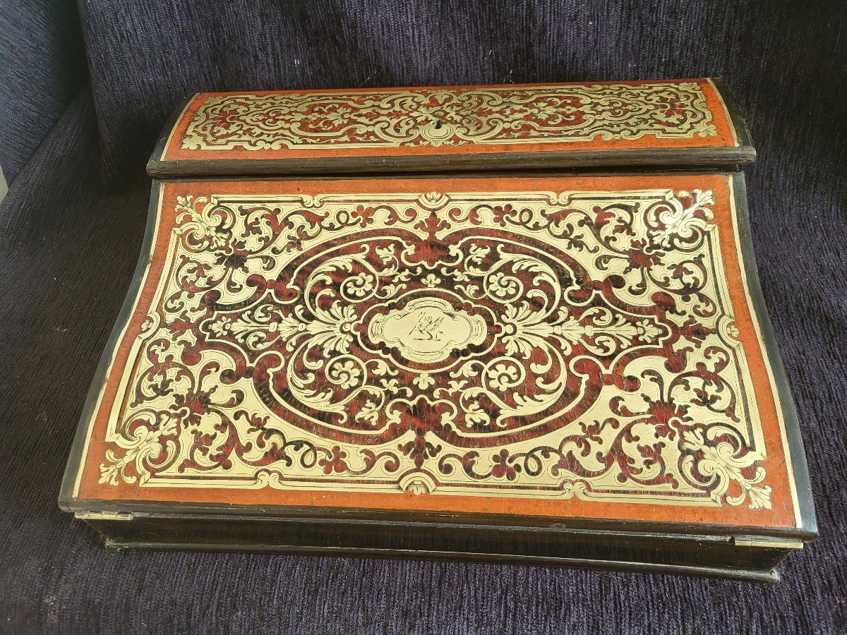 Boulle Marquetry Writing Case Napoleon III Period 19th Century -photo-8