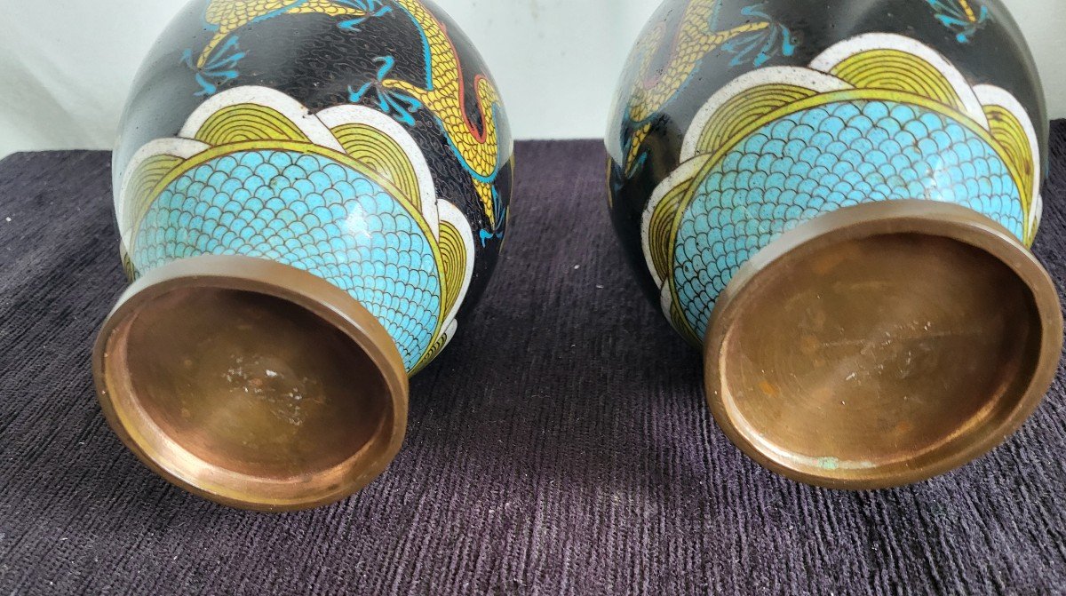 Paire De Vases Cloisonnés  Chine C.1900 -photo-2