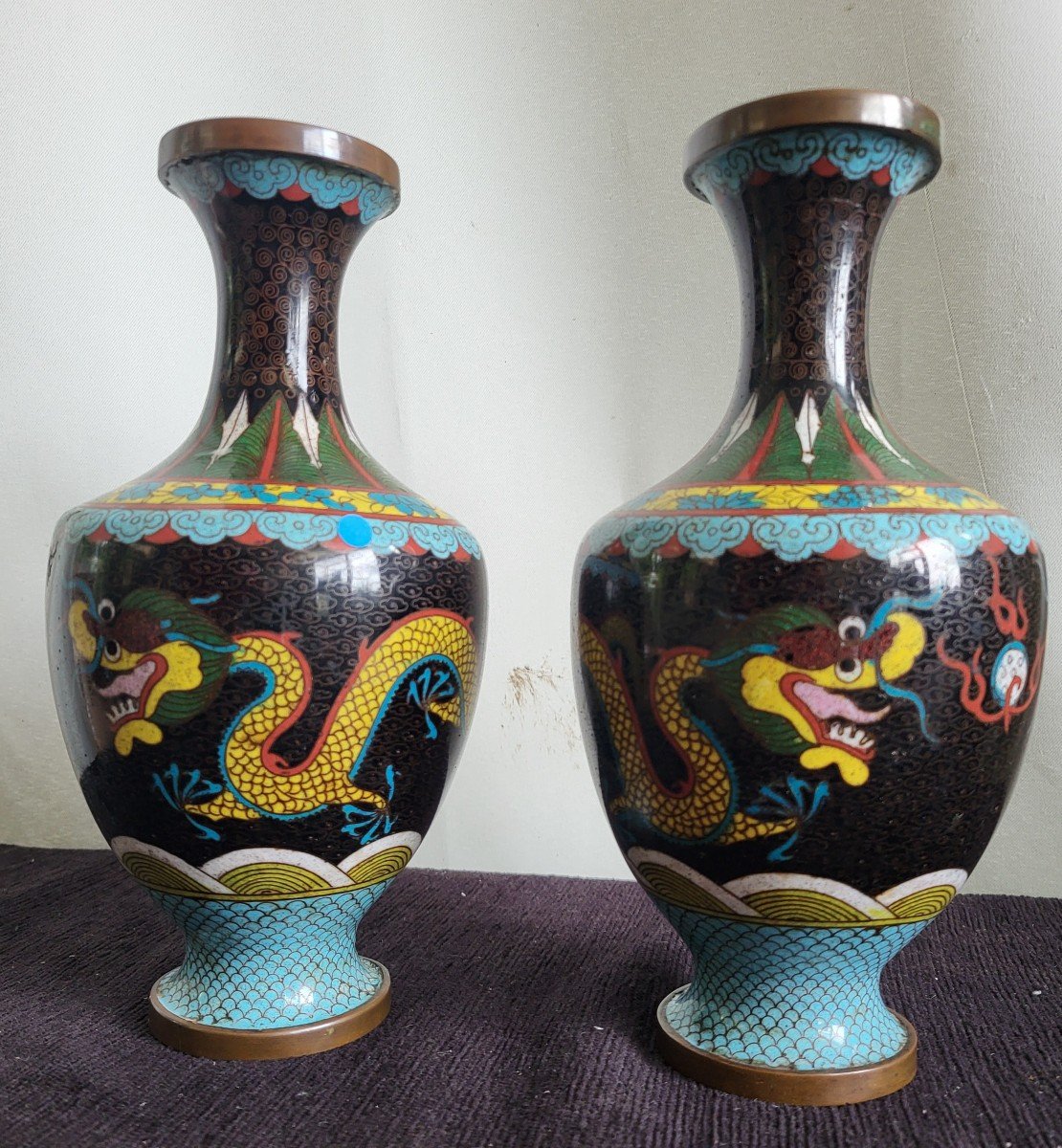 Paire De Vases Cloisonnés  Chine C.1900 