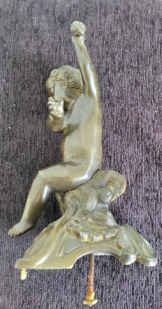 Cartel Patinated Bronze Summit Figurine 18th Century H22cm-photo-1