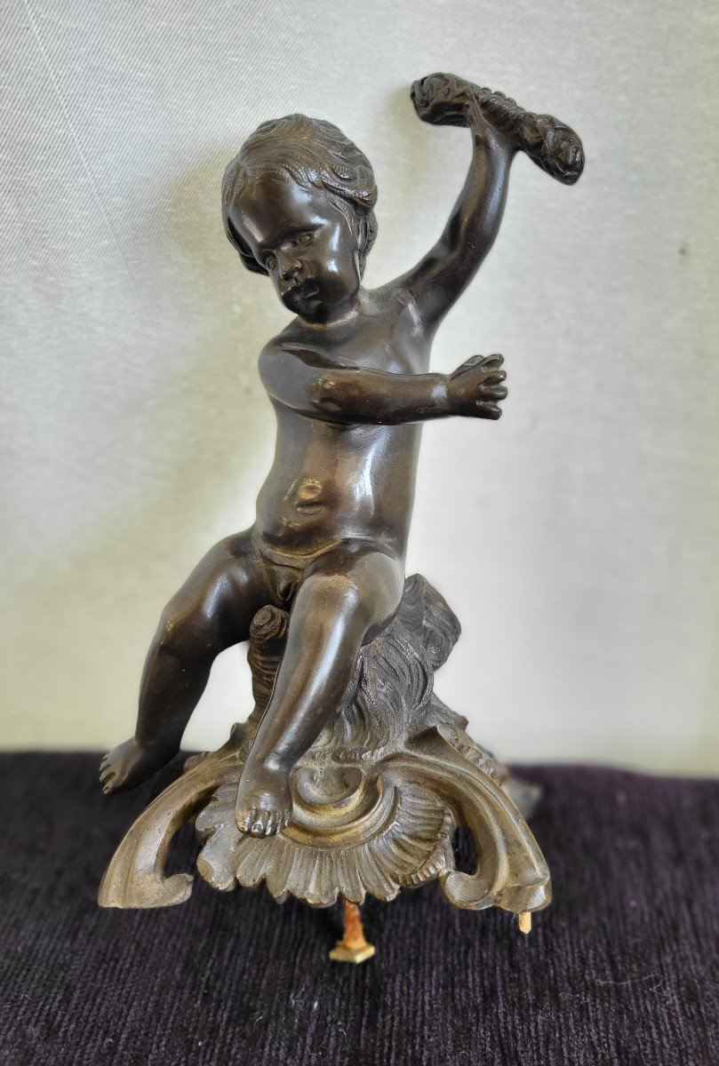 Cartel Patinated Bronze Summit Figurine 18th Century H22cm-photo-6