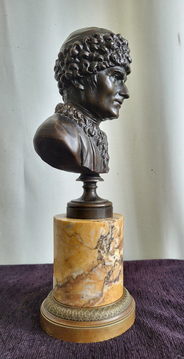 French School Early 19th Century Bronze Bust Of Jj Rousseau H37cm-photo-2