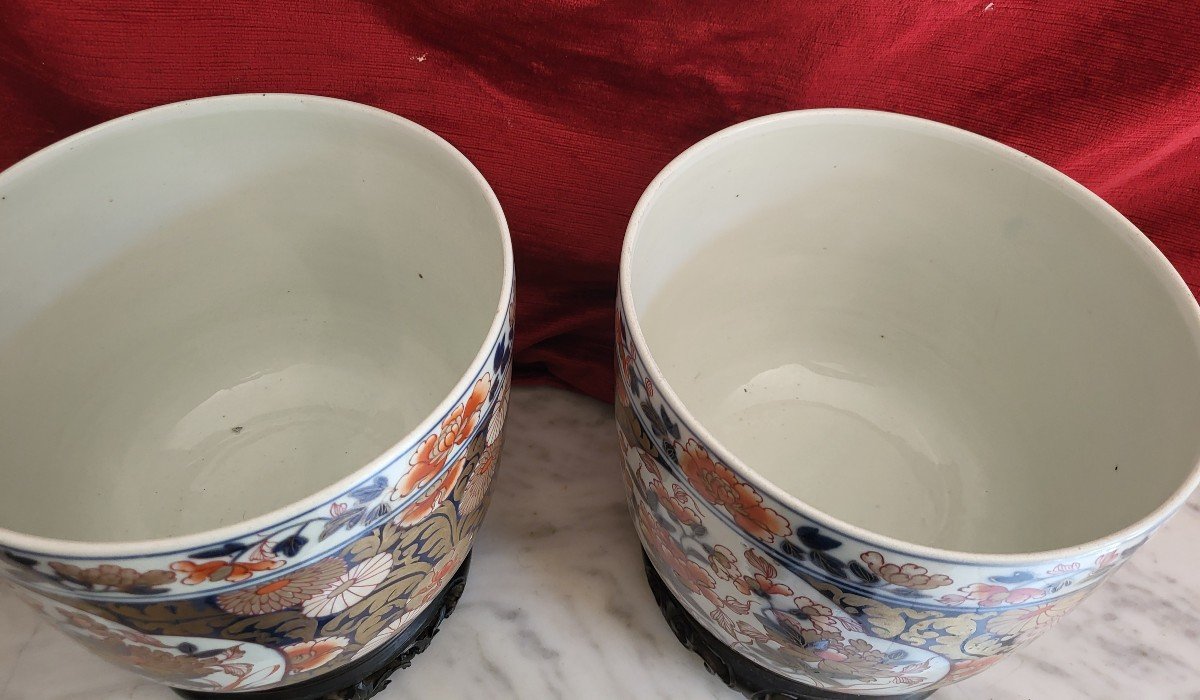 Paire De Vases Rafraichissoirs Imari Japon XIXe Siècle -photo-3